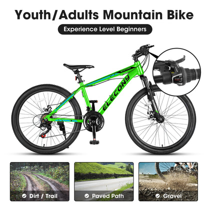 A24299 Rycheer Elecony 24 inch Mountain Bike Bicycle for Adults Aluminium Frame Bike Shimano 21-Speed with Disc Brake