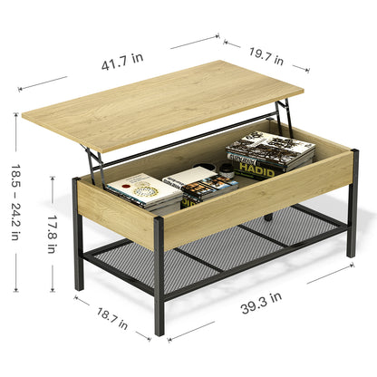 Wood Lift-Top Storage Coffee Table with Hidden Storage Compartment,41.7*19.7*18.5inch，for Living Room Office Reception Room