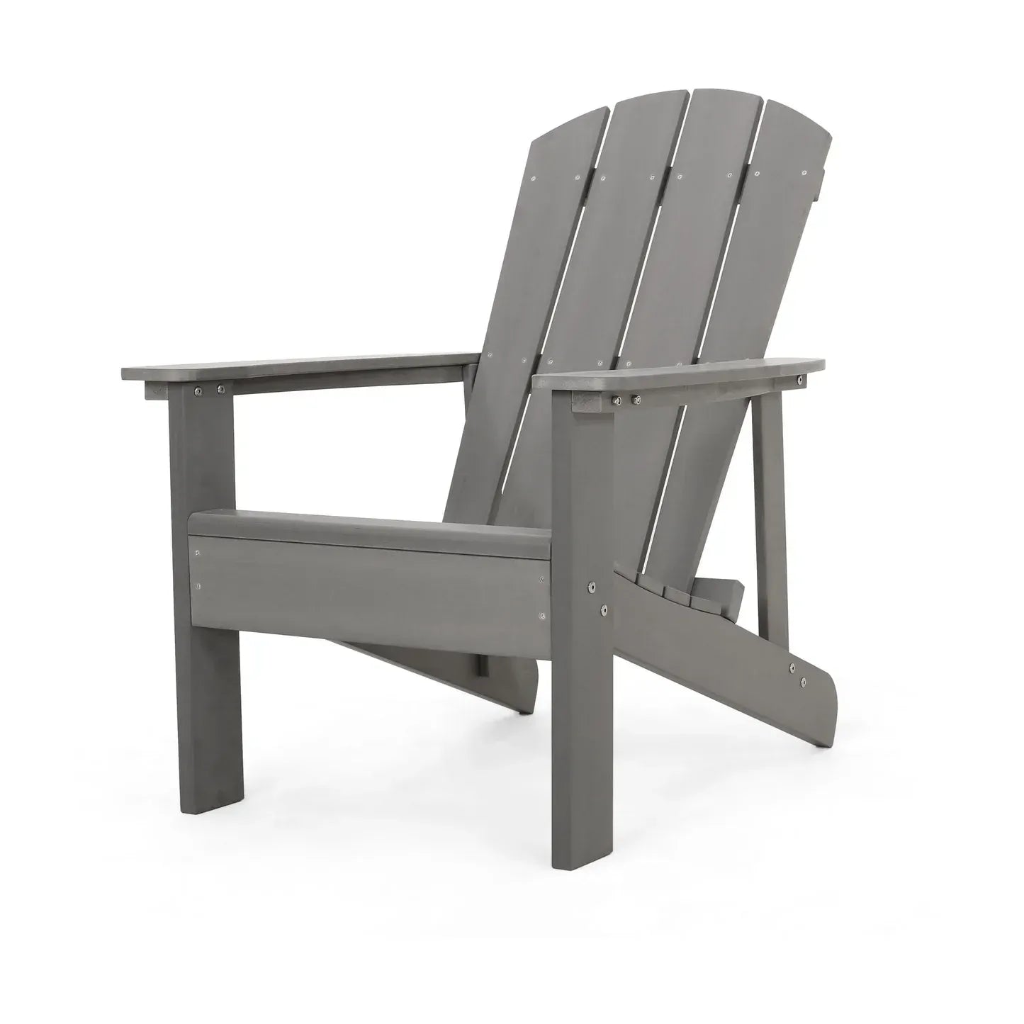 Classic Solid Gray Outdoor Solid Wood Adirondack Chair Garden Lounge Chair
