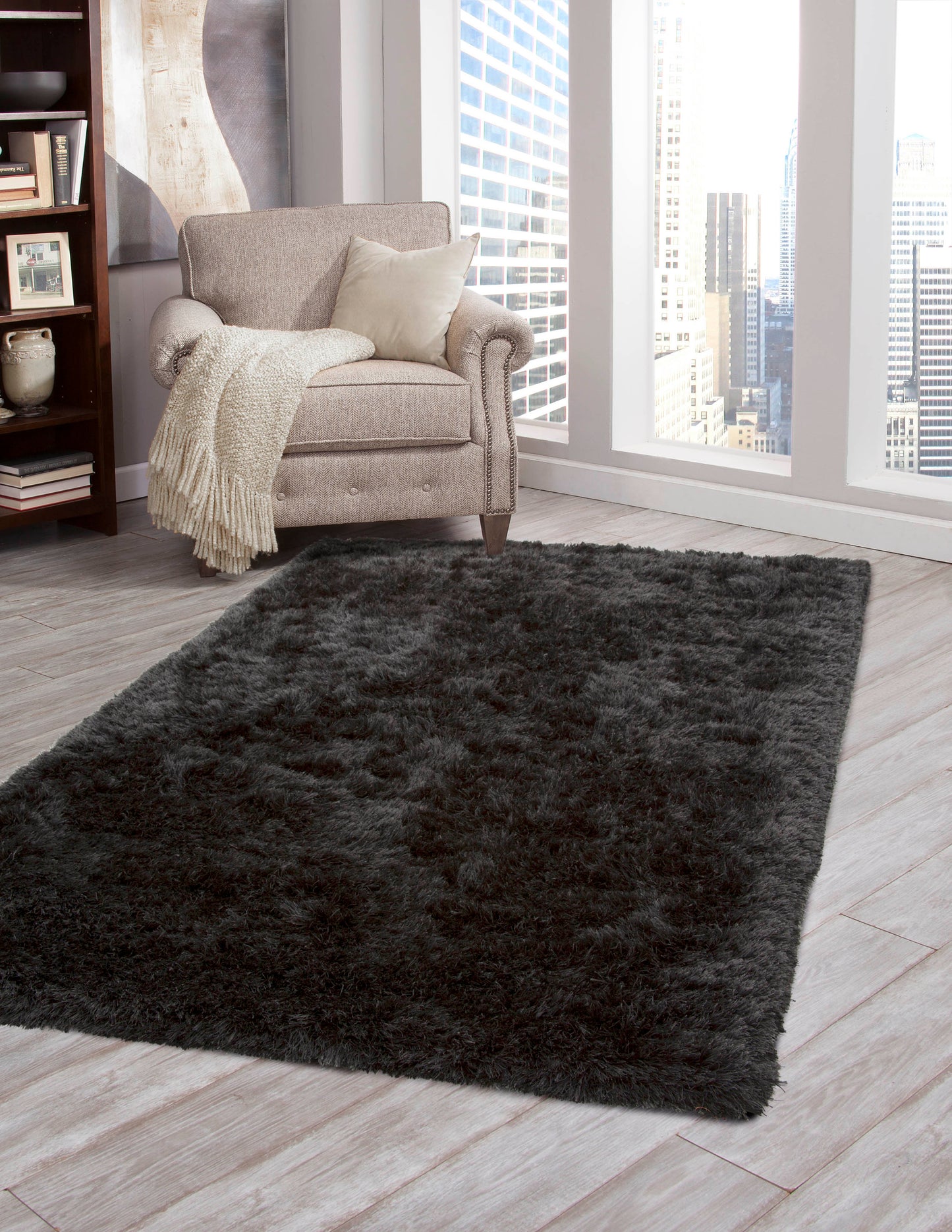 Shag Charcoal Area Rug 5x8