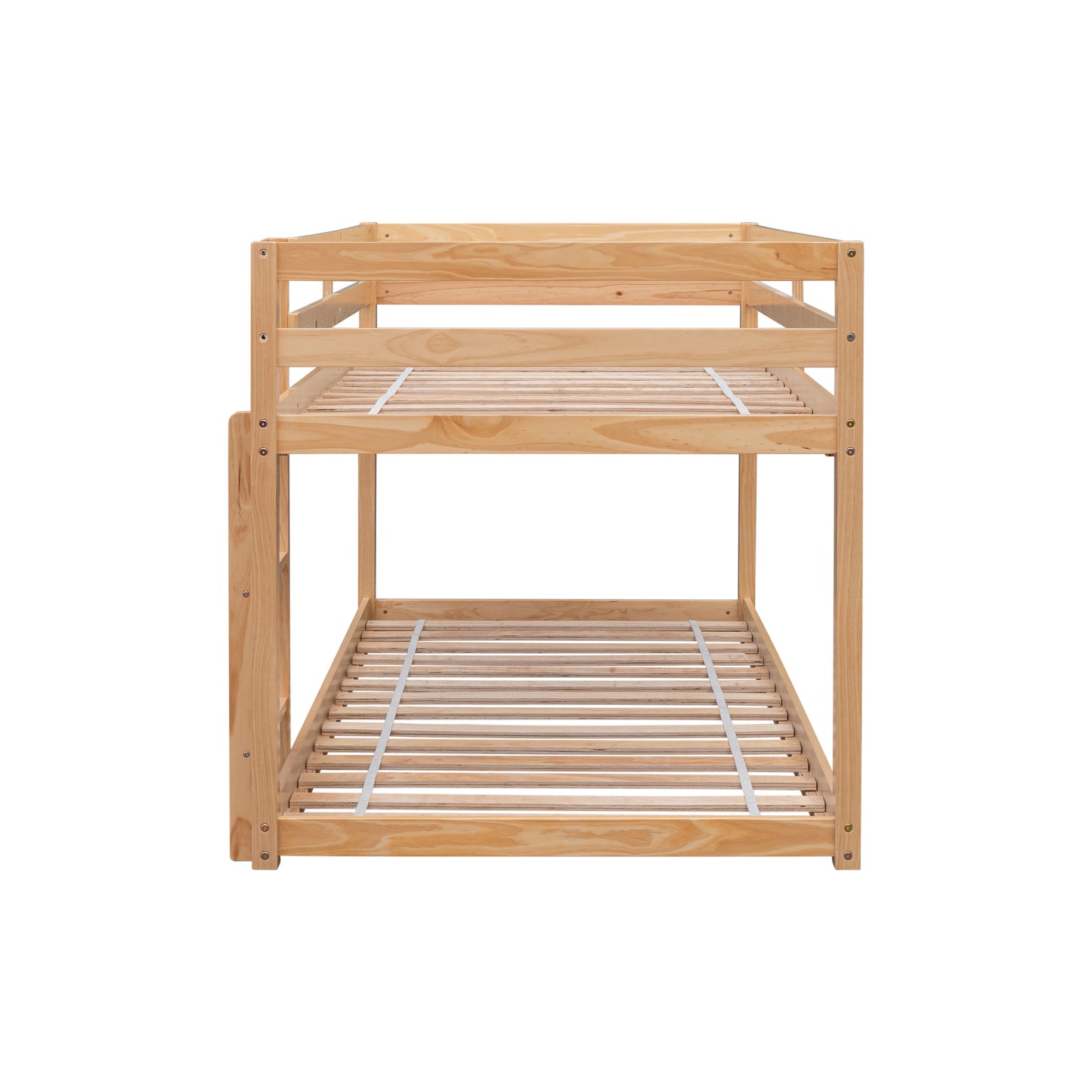 Twin over Twin Floor Bunk Bed,Natural