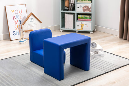 Blue Color 1pc Convertible Armchair/Table for Kids