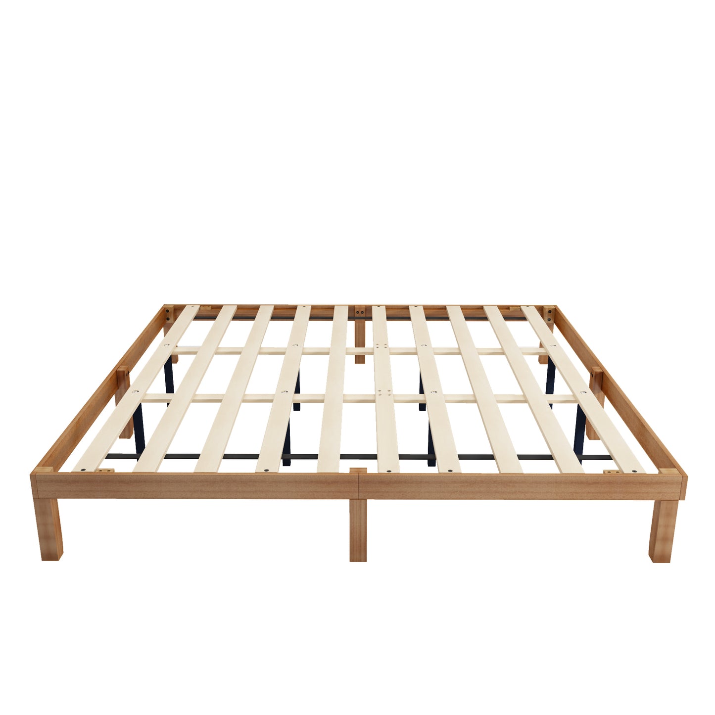 King Size Solid Wood Platform Bed, No Box Spring Needed, Strong Wood Slat Support, Easy Assembly