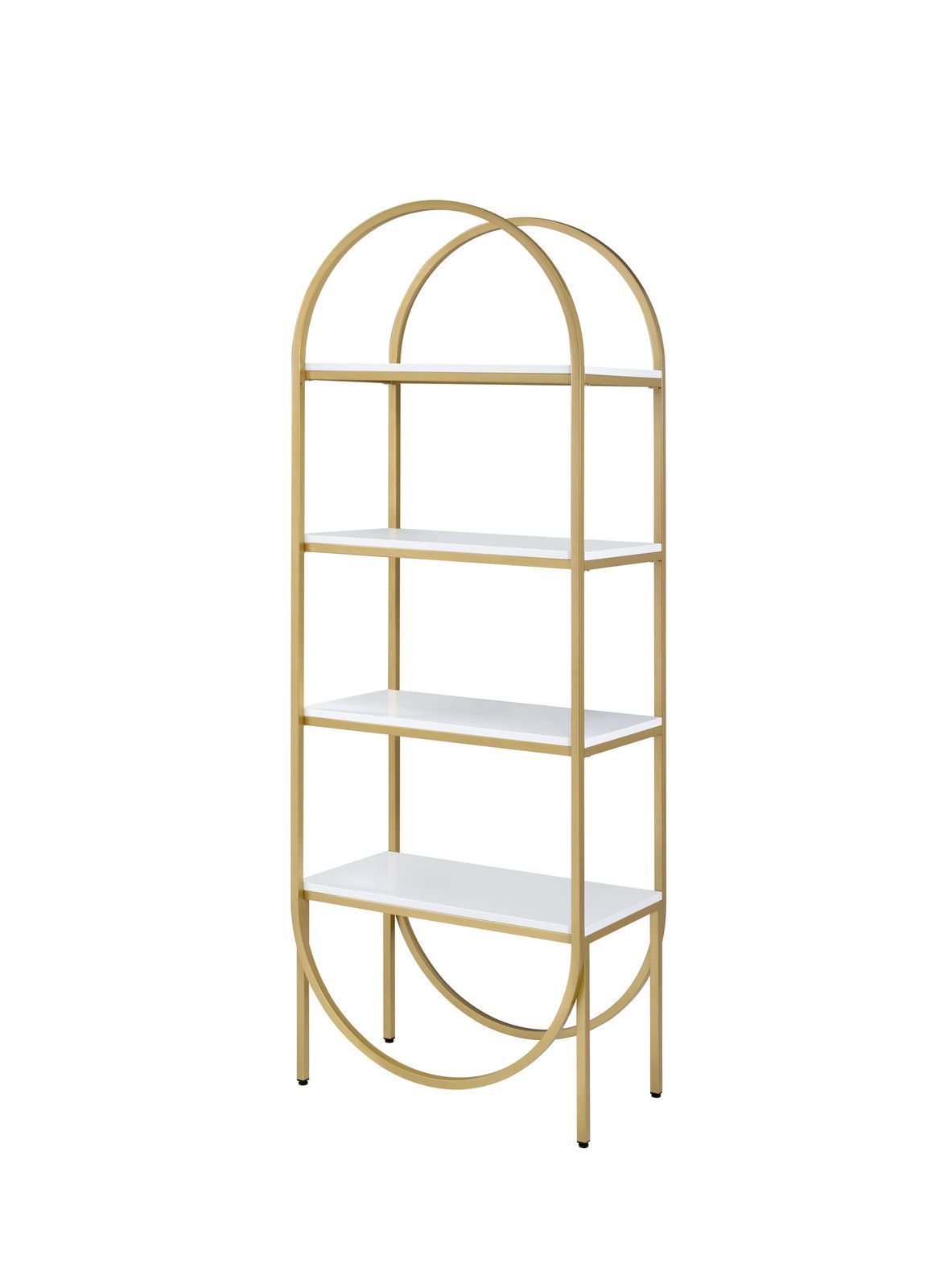 ACME Lightmane Bookshelf, White High Gloss & Gold 92662