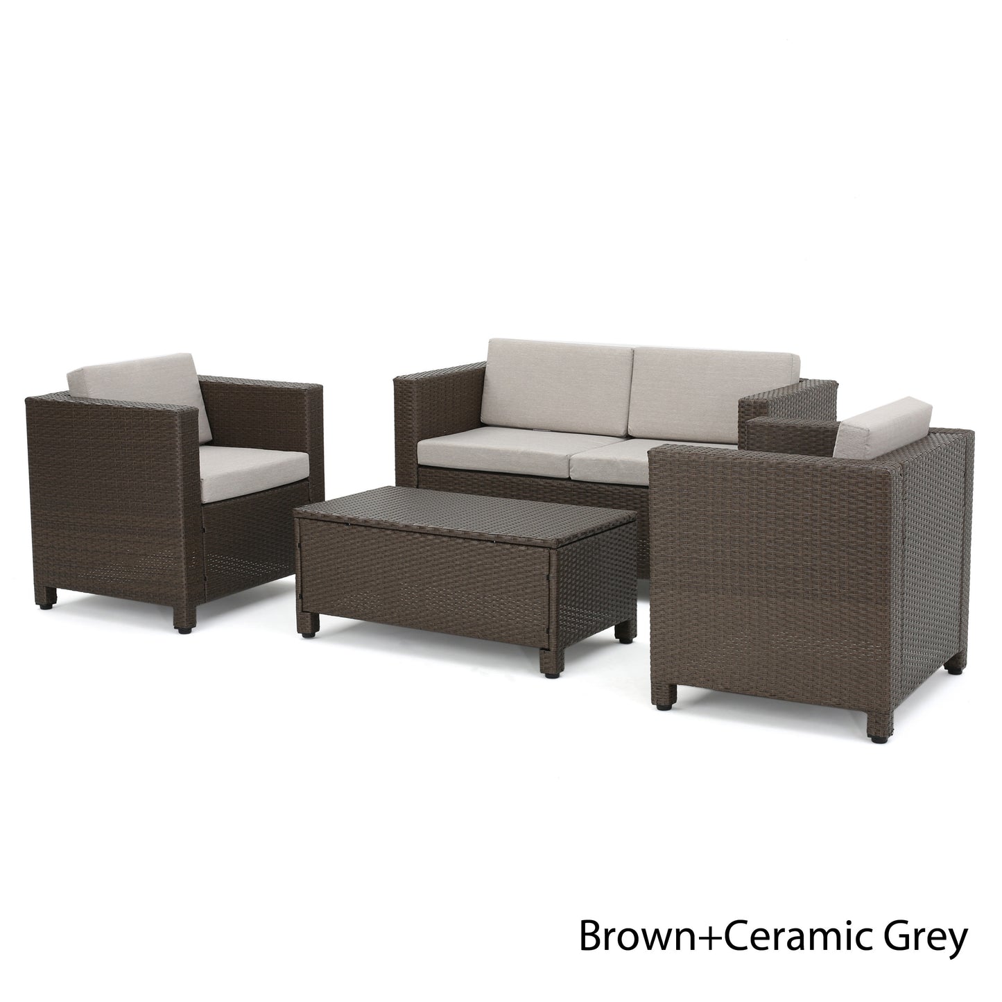 Venice 4pc Outdoor Wicker Sofa Set Brown+Ceramic Grey