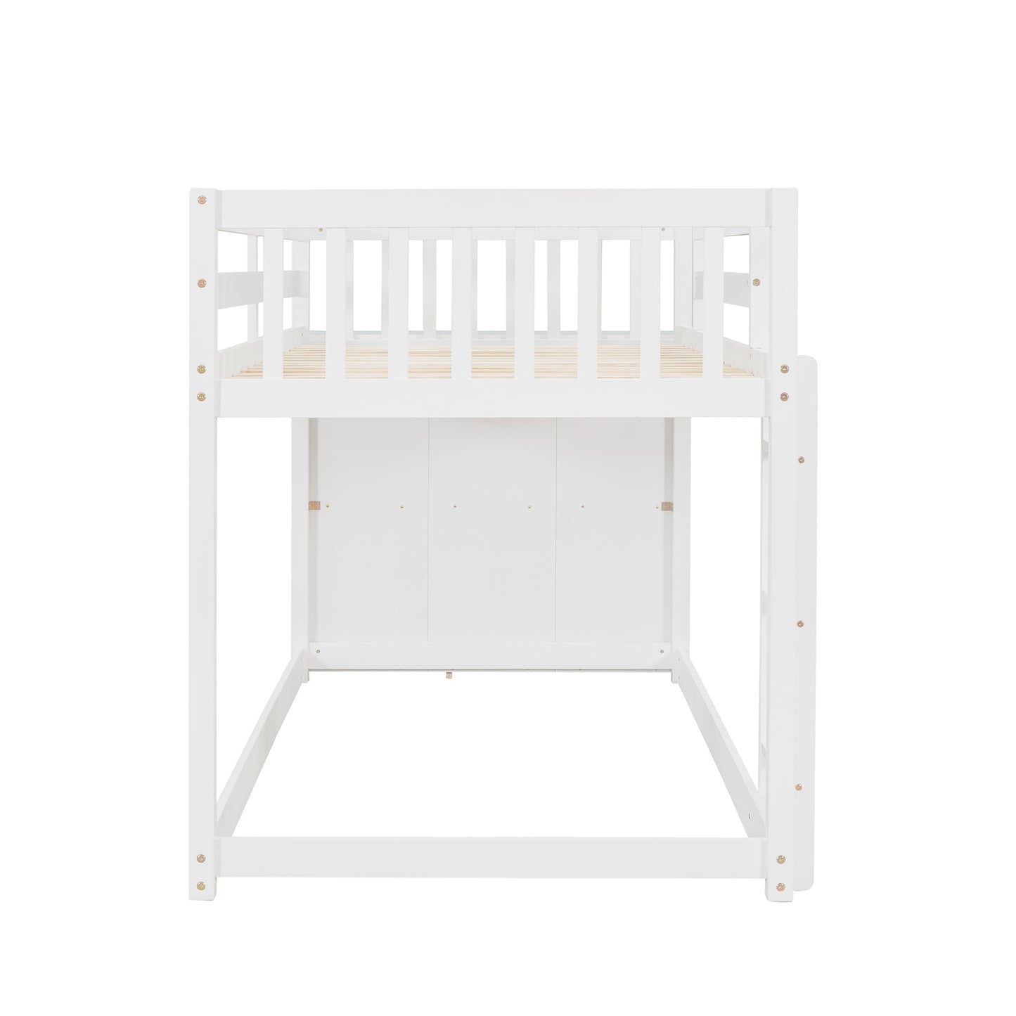 Twin over Twin Bunk Bed with 4 Drawers and 3 Shelves-White（OLD SKU: LP000067AAK）