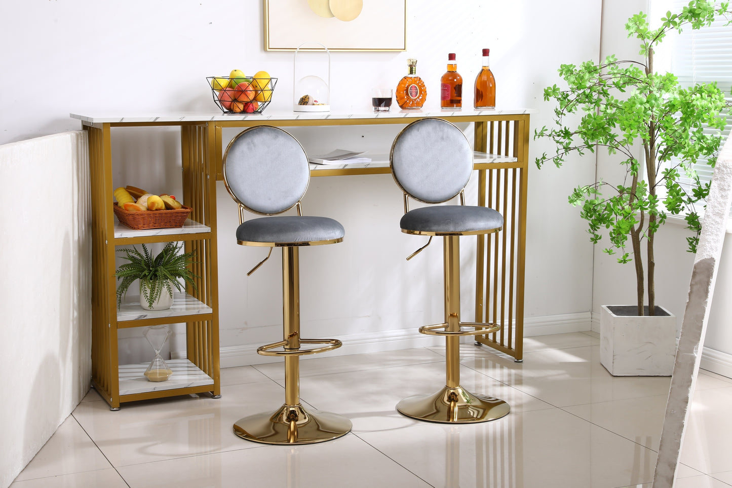 Bar Stools with Back and Footrest Counter Height Dining Chairs  2pcs/ctn