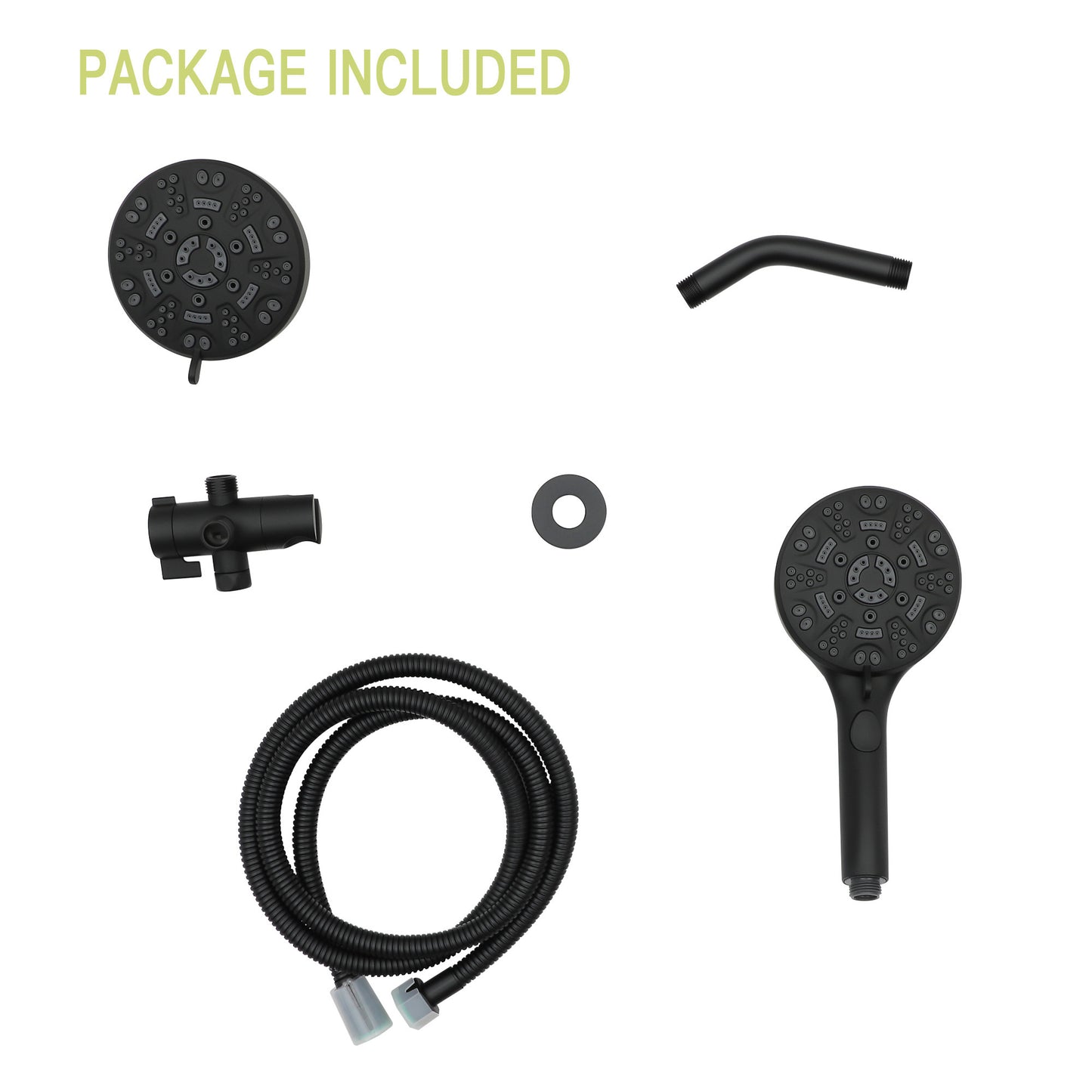 Multi Function Dual Shower Head - Shower System with 4.7" Rain Showerhead, 8-Function Hand Shower, Matte Black