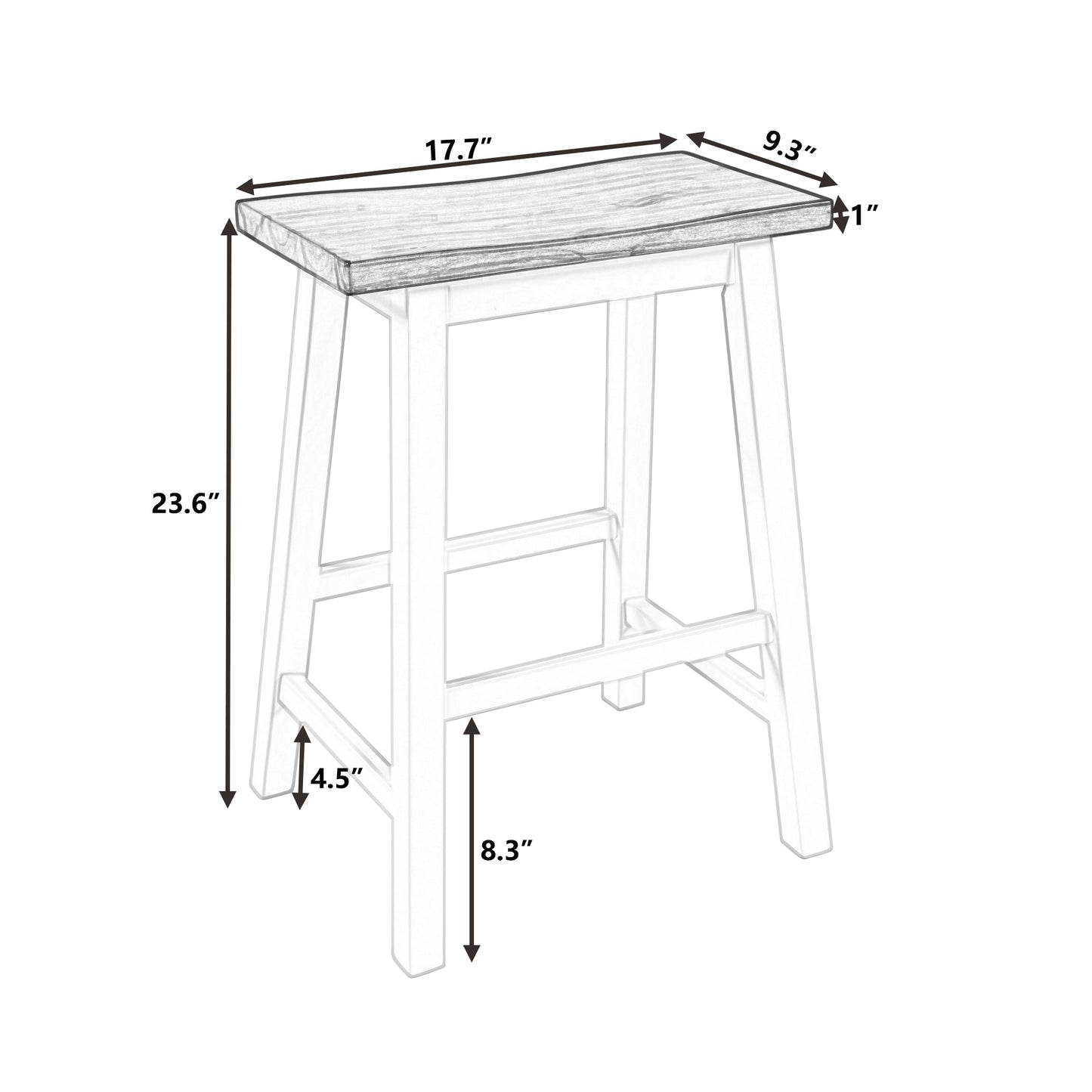 TOPMAX Farmhouse Rustic 2-piece Counter Height Wood Kitchen Dining Stools for Small Places, Walnut