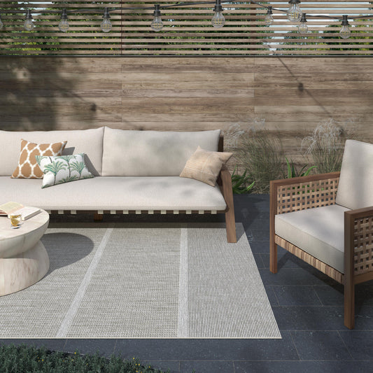 Sands Sand, Neutral Indoor / Outdoor Polypropylene Area Rug 5x8