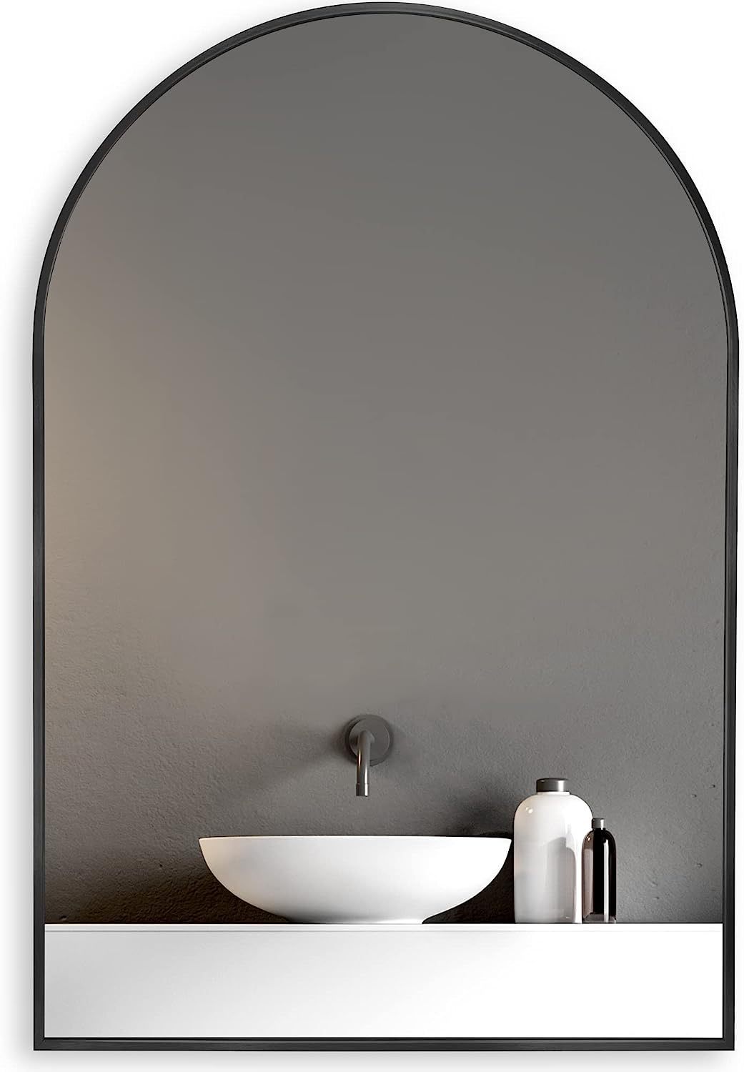 Wall Mirror 36"x24", Bathroom Mirror, Vanity Mirror, for Bathroom, Bedroom, Entryway, with Metal Frame, Modern & Contemporary Arch Top Wall Mirror (Black)