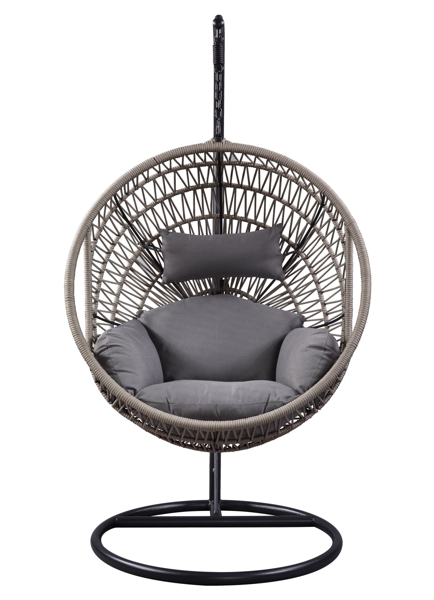 ACME Vinnie Patio Swing Chair with Stand, Fabric & Rope (1Set/3Ctn) 45088