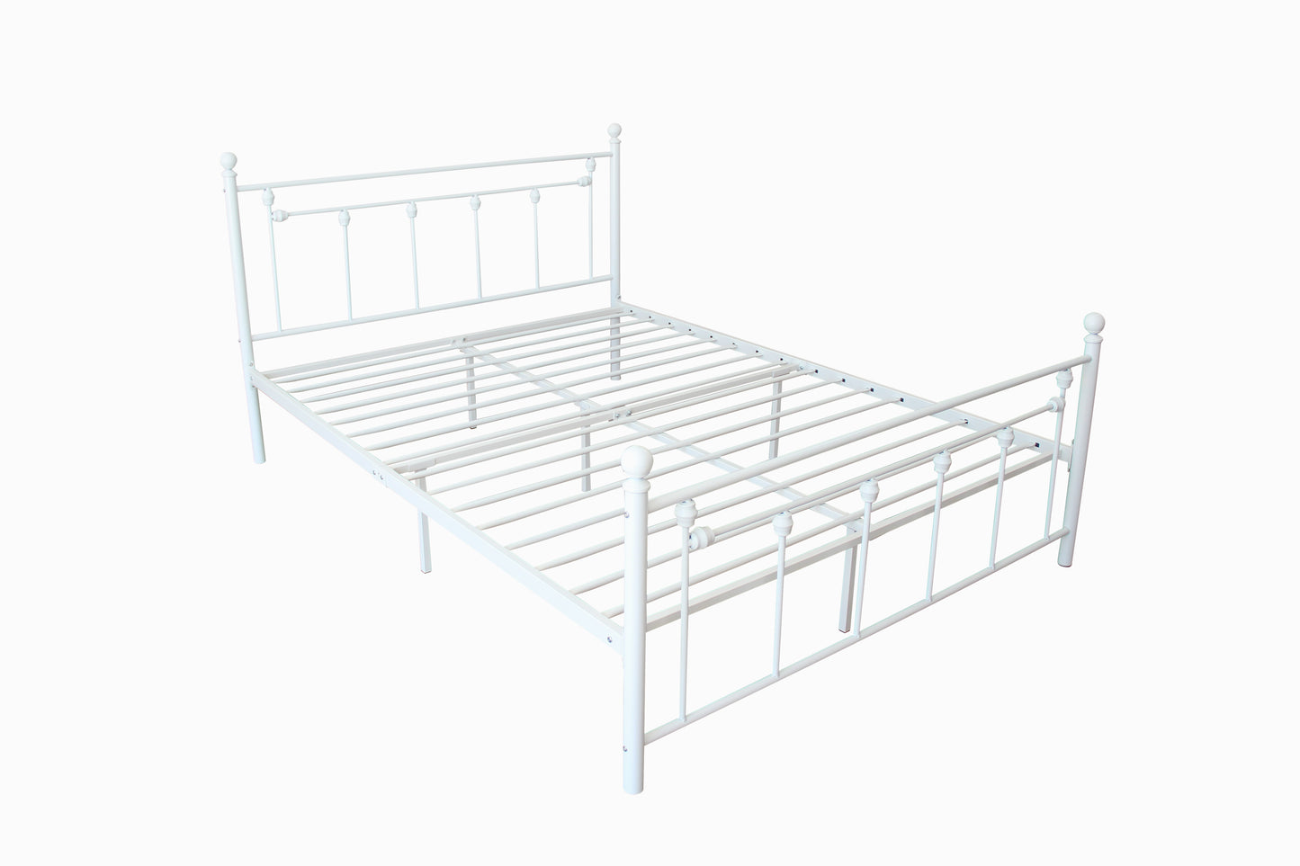 Full Size Metal Bed Frame with Headboard and Footboard (White)