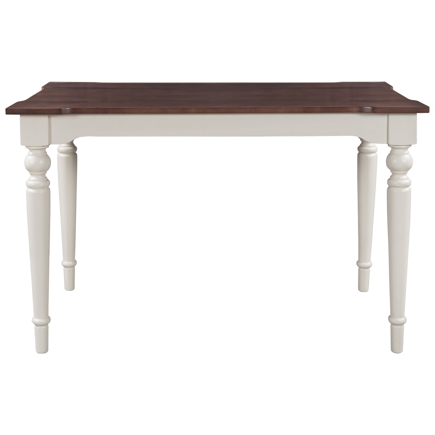 TOPMAX Wood Retro Classical Dining Table, Cherry Top+White Legs