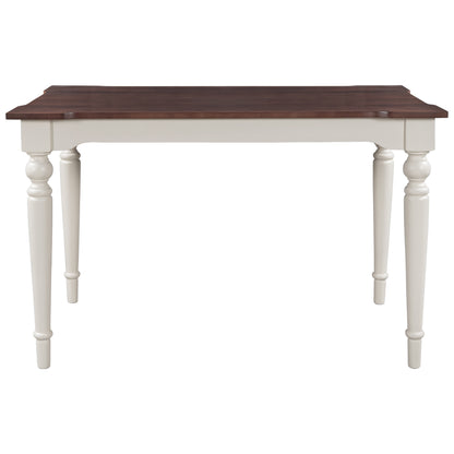 TOPMAX Wood Retro Classical Dining Table, Cherry Top+White Legs