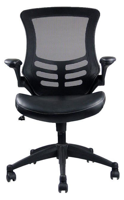 Techni Mobili Stylish Mid-Back Mesh Office Chair with Adjustable Arms, Black