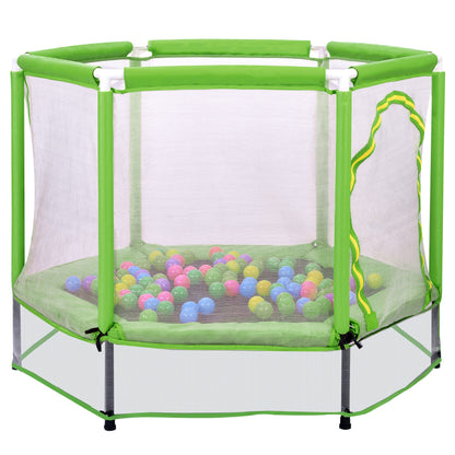 55'' Toddlers Trampoline with Safety Enclosure Net and Balls, Indoor Outdoor Mini Trampoline for Kids
