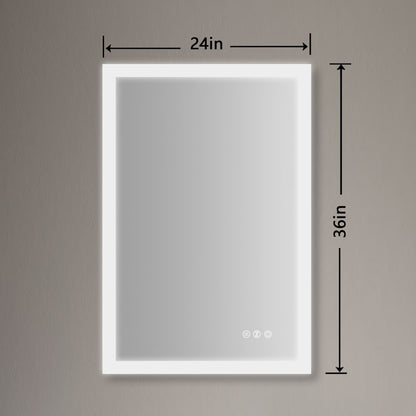 LED Bathroom Vanity Mirror, 36 x 24 inch, Backlit,Anti Fog, Dimmable, Touch Button,Color Temper 3000K-6400K,90+ CRI, Waterproof IP44,Both Vertical and Horizontal Wall Mounted Way