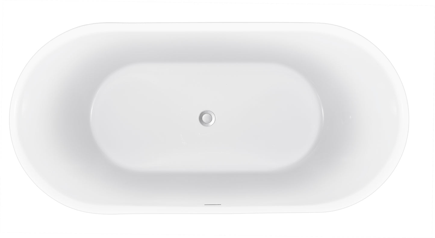 59" 100% Acrylic Freestanding Bathtub，Contemporary Soaking Tub，white Bathtub