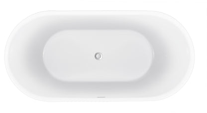 59" 100% Acrylic Freestanding Bathtub，Contemporary Soaking Tub，white Bathtub