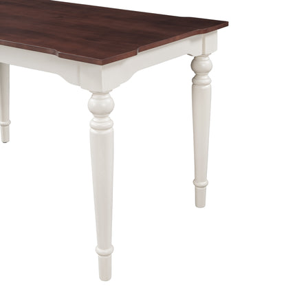 TOPMAX Wood Retro Classical Dining Table, Cherry Top+White Legs