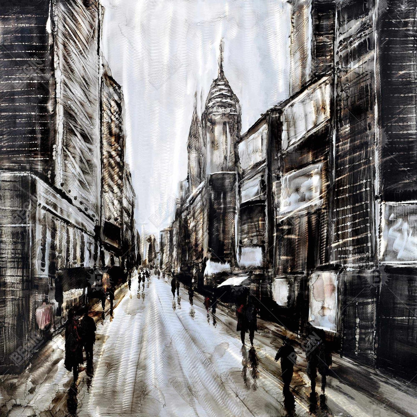 Busy gray street - 08x08 Print on canvas