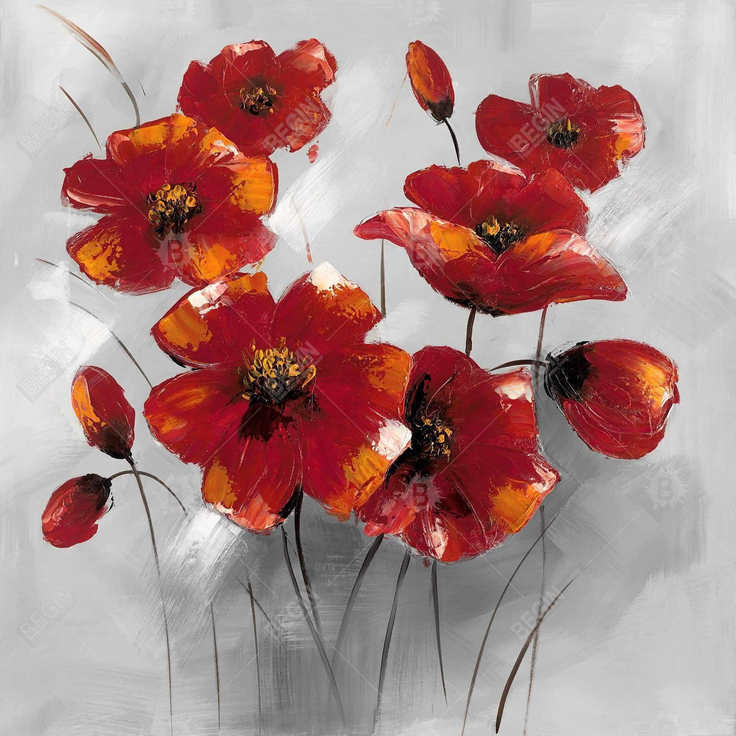 Anemone flowers - 32x32 Print on canvas