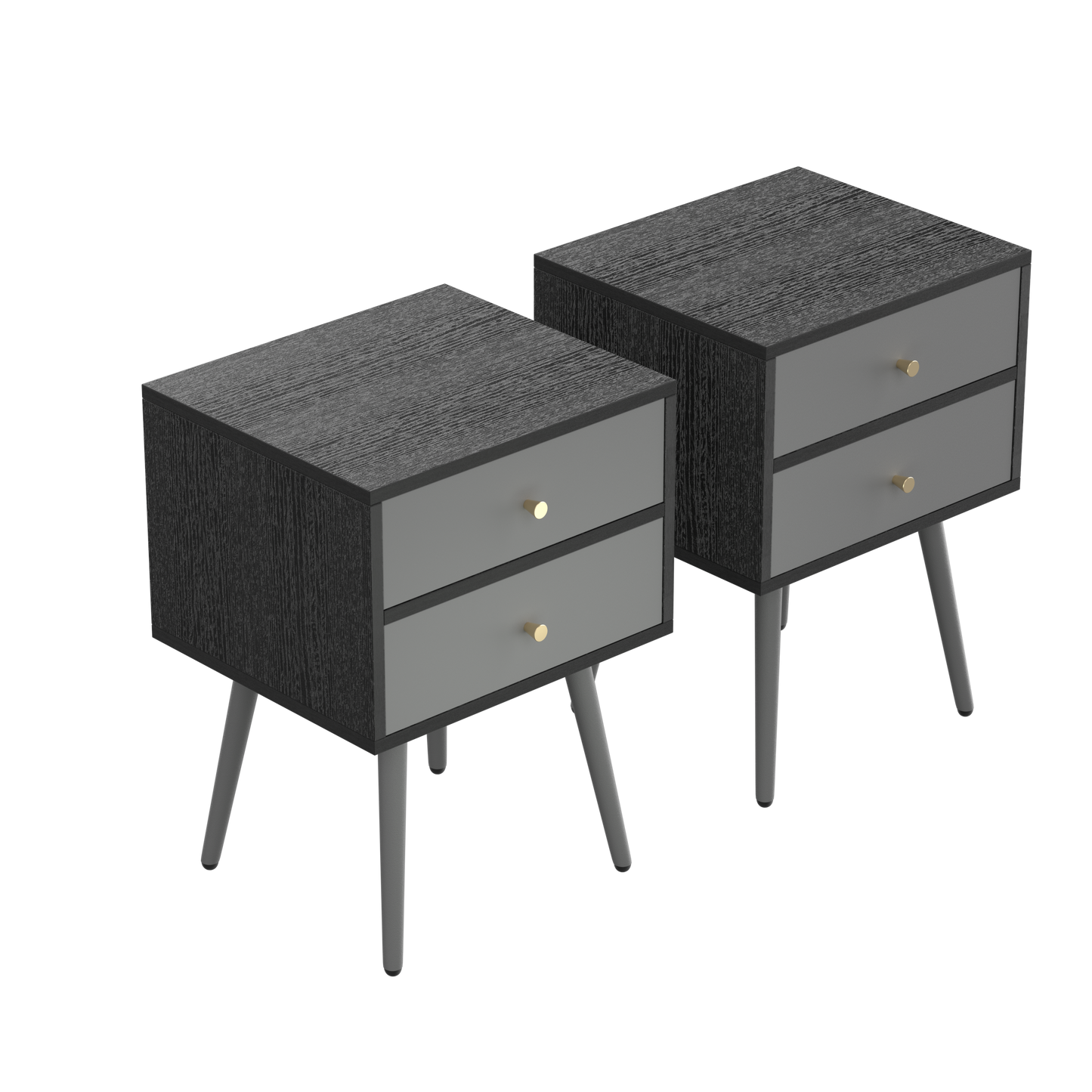 Modern Bedside Tables Set of 2,Nightstand with Storage Drawer -Chic  Simple Assembly End Side Table,Sofa Table,for bedroom/living room/office (2pcs,dark grey)