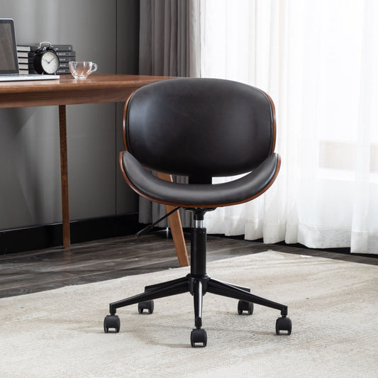 HengMing Bentwood Adjustable Office Chair , Mix color PU Leather Upholstery and black foot