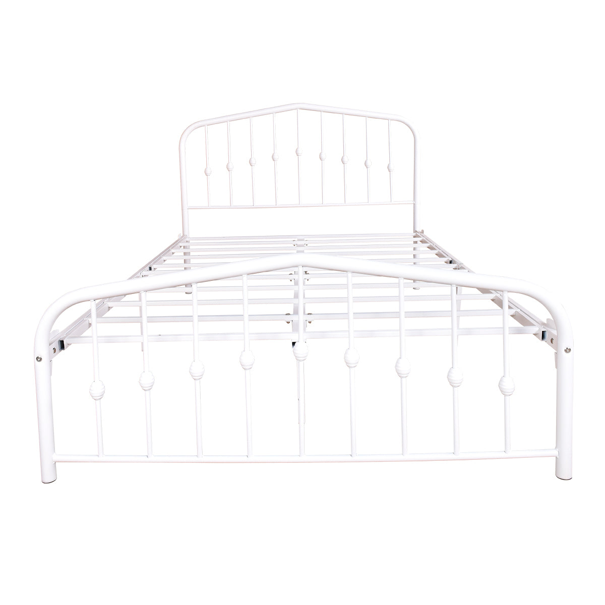 Metal Platform Bed Frame with Headboard and Footboard,   No Box Spring Needed, Heavy Duty Steel Slats，Full White