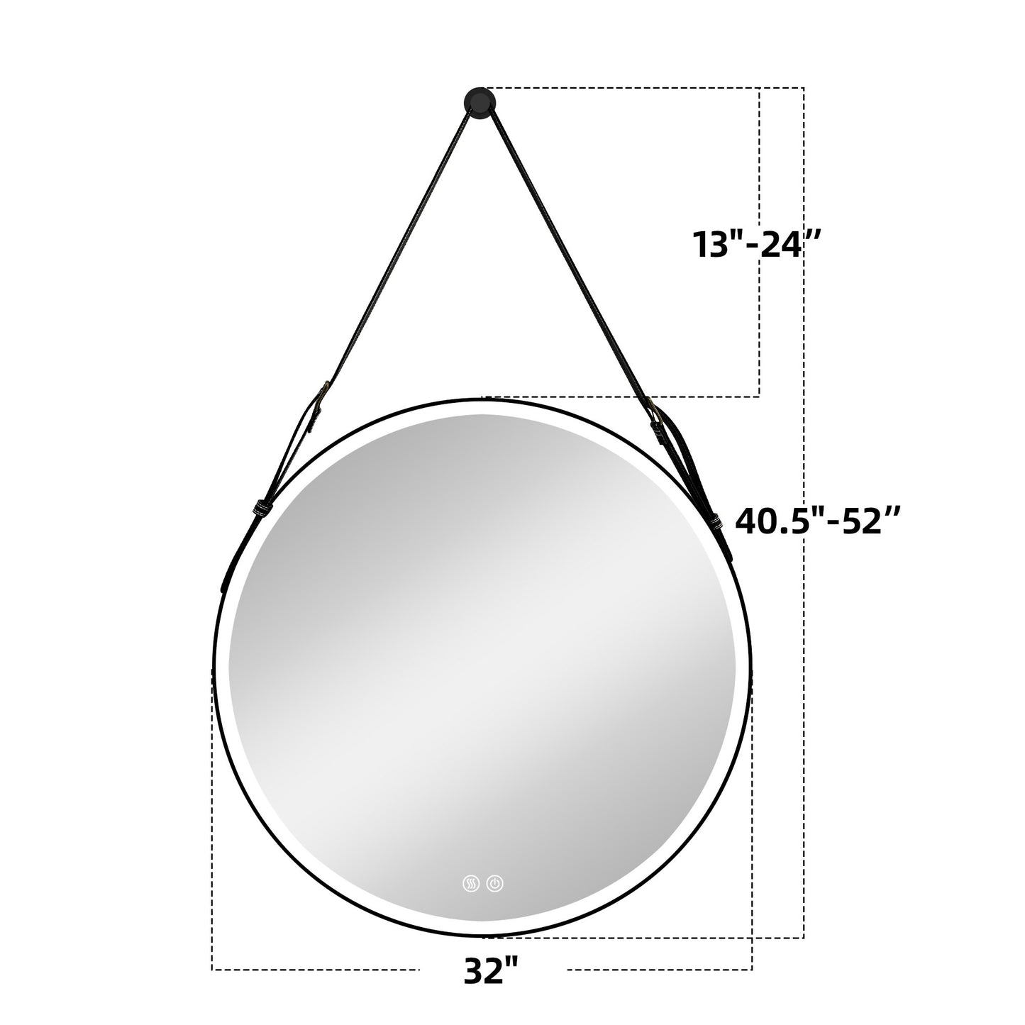 Bathroom LED Mirror 32 Inch Round Bathroom Mirror with Lights Smart 3 Lights Dimmable Illuminated Bathroom Mirror Wall Mounted Large LED Mirror Anti-Fog Lighted Vanity Mirror