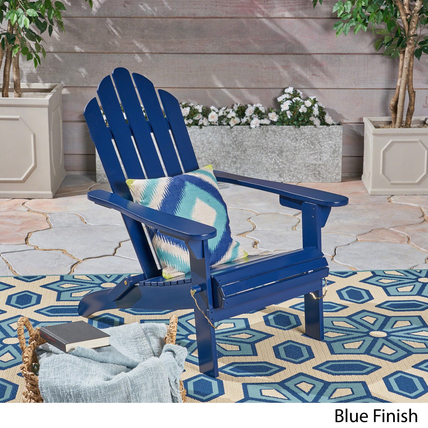 Outdoor foldable solid wood ADIRONDACK chair dark blue