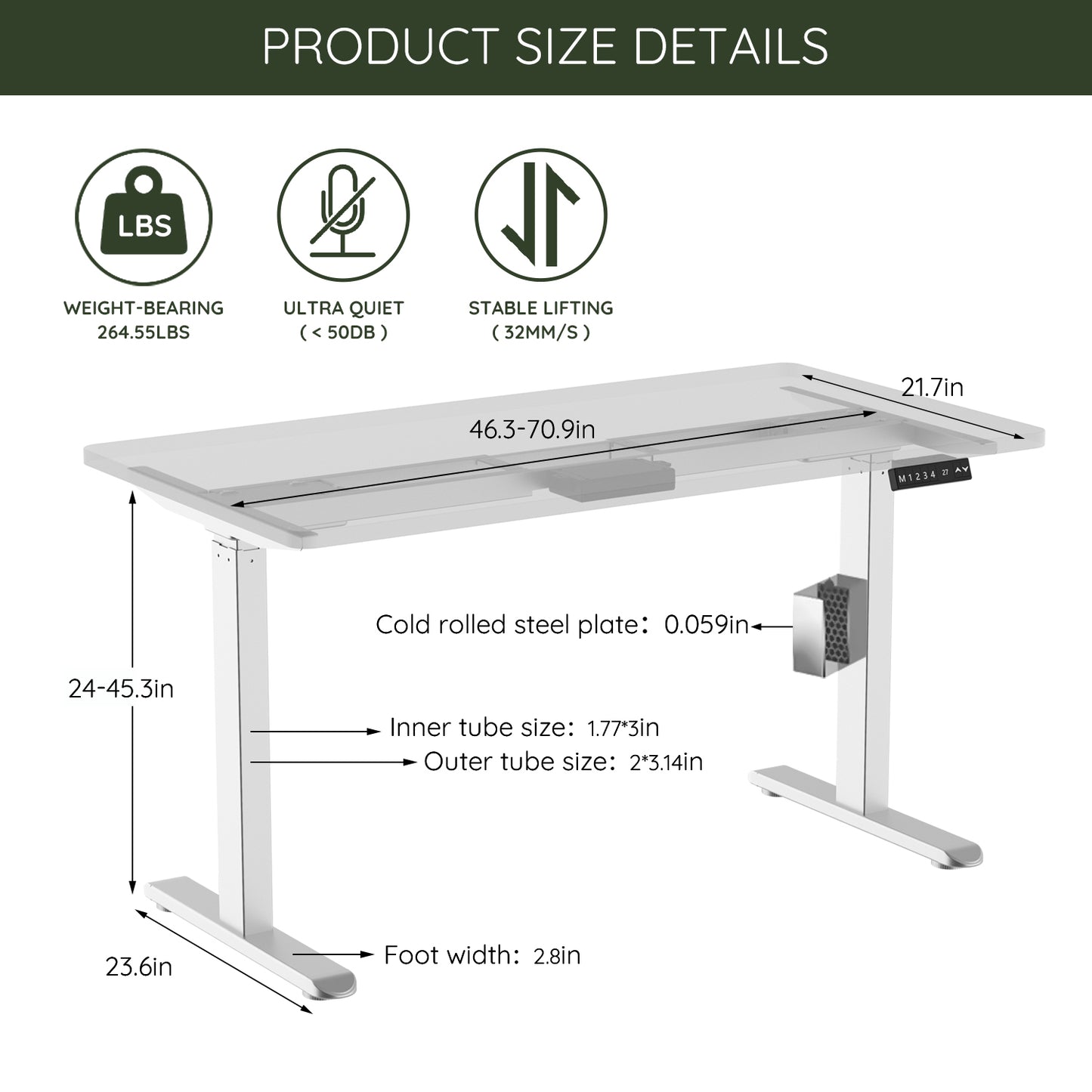 Electric Stand up Desk Frame - ErGear Height Adjustable Table Legs Sit Stand Desk Frame Up to  Ergonomic Standing Desk Base Workstation Frame Only