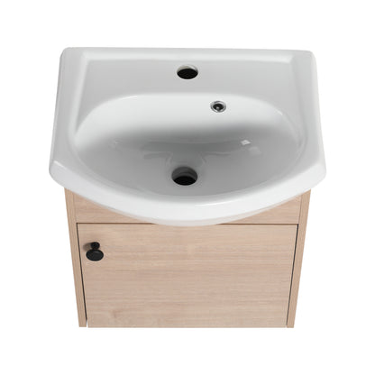 Small Size 18 Inch Bathroom Vanity With Ceramic Sink,Wall Mounting Design(KD-PACKING)-G-BVB02318PLO