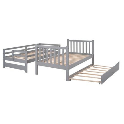 Twin over Twin/Full Bunk Bed with Twin Size Trundle (Gray)(OLD SKU :LP000025AAE)