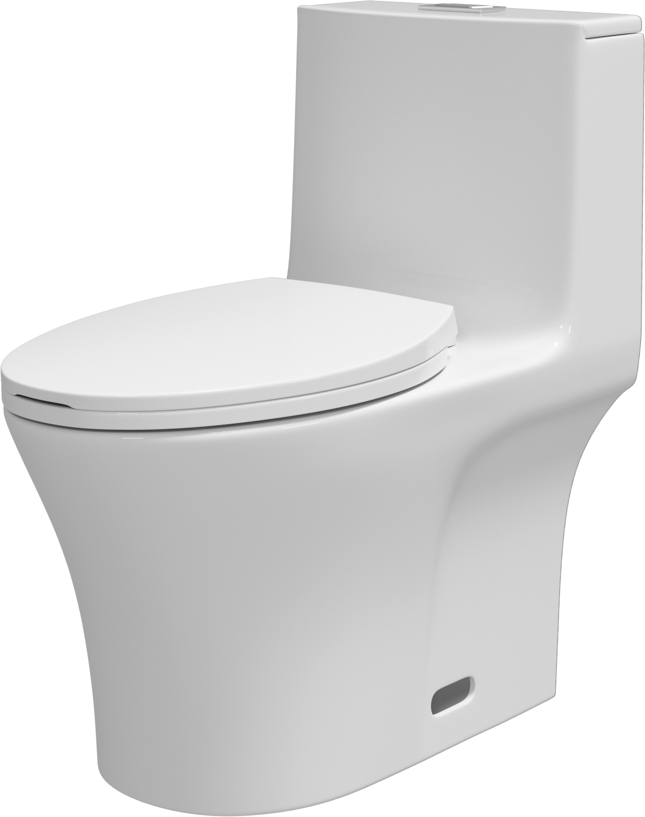 Dual Flush Elongated Standard One Piece Toilet with Comfortable Seat Height, Soft Close Seat Cover, High-Efficiency Supply, and White Finish Toilet Bowl (White Toilet)