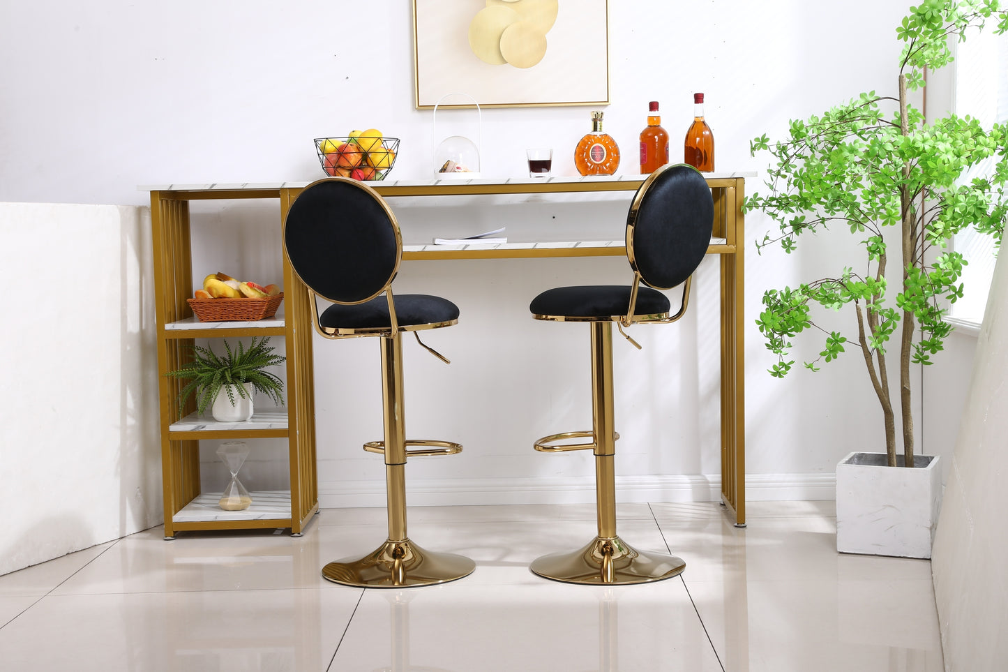 Bar Stools with Back and Footrest Counter Height Dining Chairs  2pcs/ctn