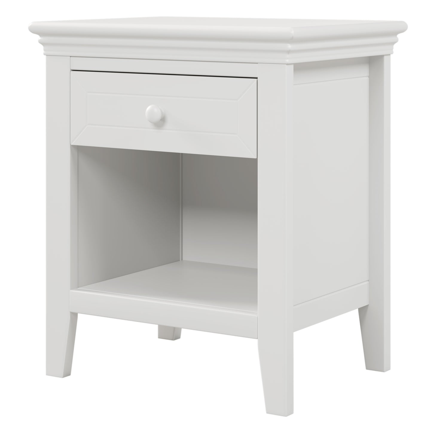 Traditional Concise Style White Solid Wood One-Drawer Nightstand