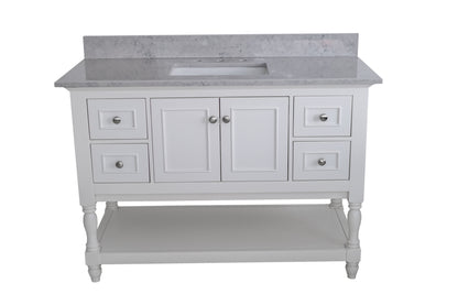 Montary 43 inches bathroom stone vanity top calacatta gray engineered marble color with undermount ceramic sink and 3 faucet hole with backsplash