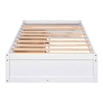 Twin Size Platform Storage Bed with 3 Drawers,White