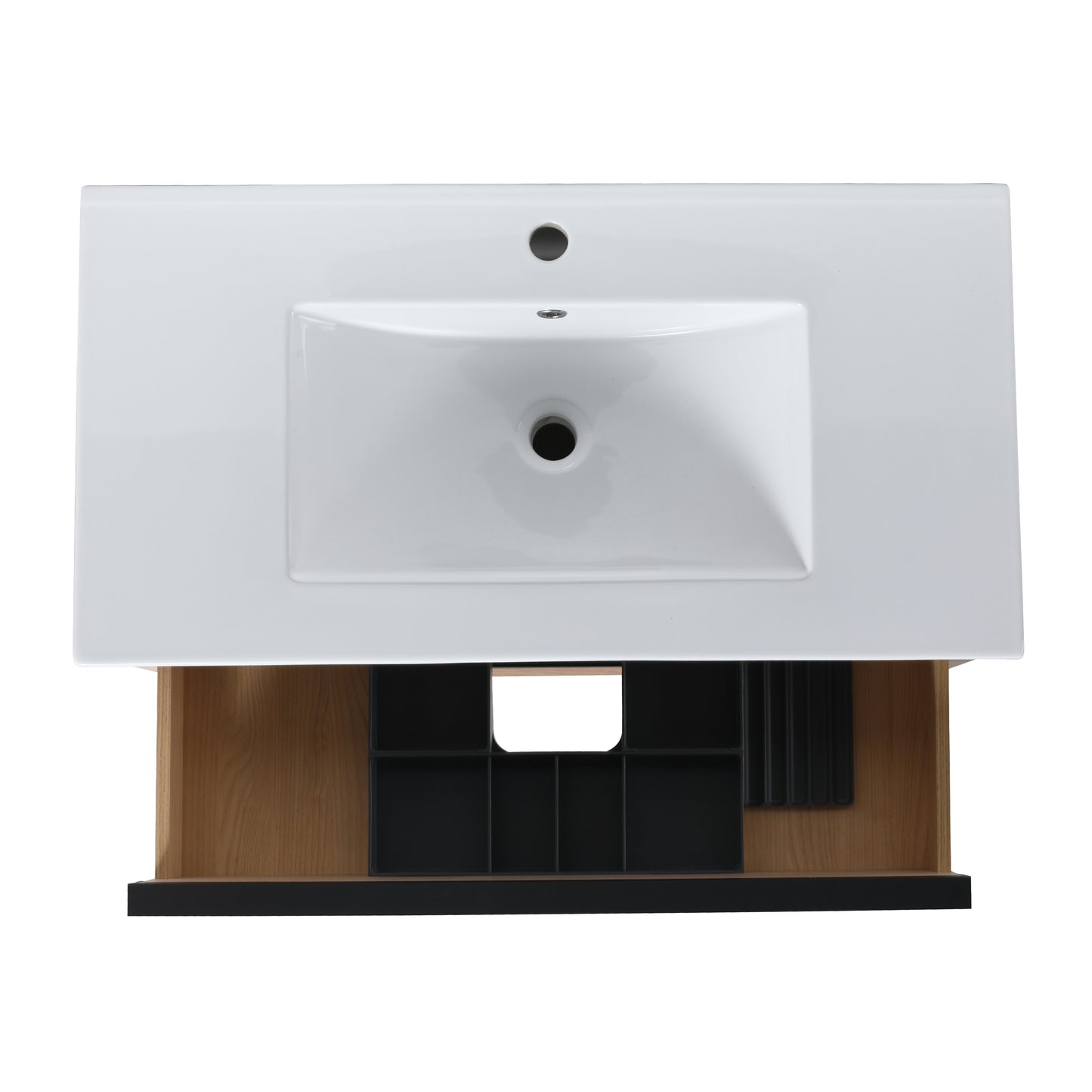 36" Bathroom Vanity with 2/3 Soft Close drawers,  White ceramic basin(BVA02536PLO-F-BL9090B)