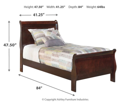 Ashley Alisdair Dark Brown Traditional Twin Sleigh Bed B376B5