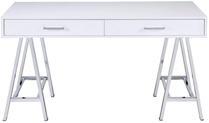 ACME Coleen Desk in White High Gloss & Chrome 92229