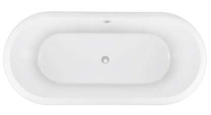 67" 100% Acrylic Freestanding Bathtub，Contemporary Soaking Tub，white inside and gray outside