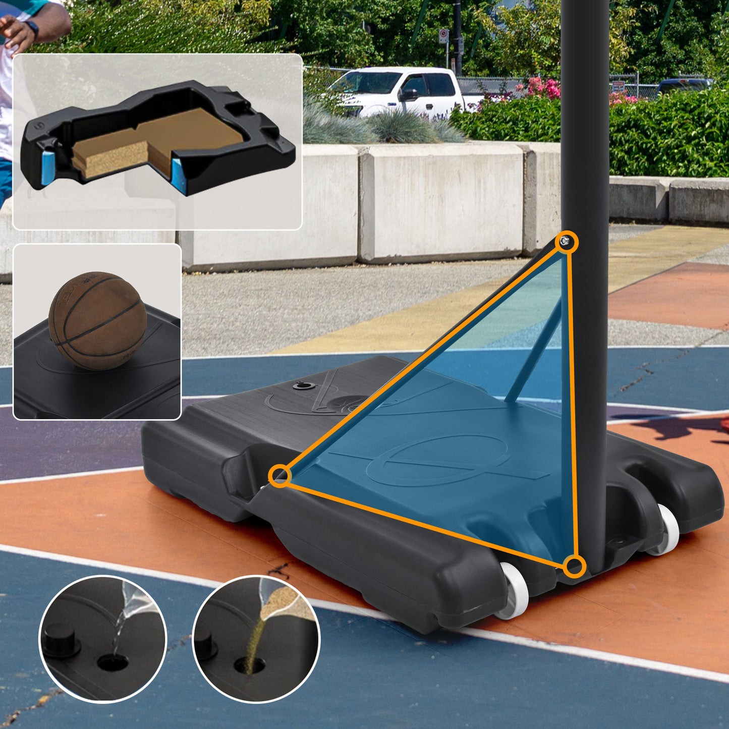 Portable Basketball Hoop Basketball System 4.76-10ft Height Adjustment for Youth Adults LED Basketball Hoop Lights, Colorful lights, Waterproof，Super Bright to Play at Night Outdoors,Good Gift for Kid