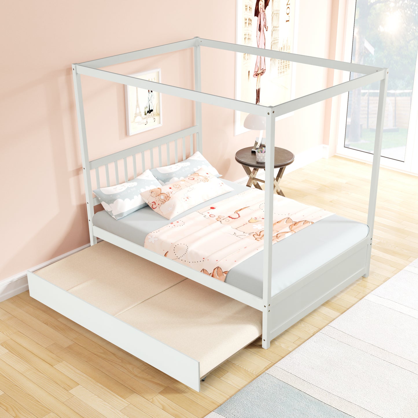 Full bed with Twin trundle for white color