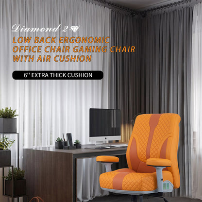 Office Desk Chair, Air Cushion Low Back Ergonomic Managerial Executive Chairs, Headrest and Lumbar Support Desk Chairs with Wheels and Armrest, Orange/Dark Orange