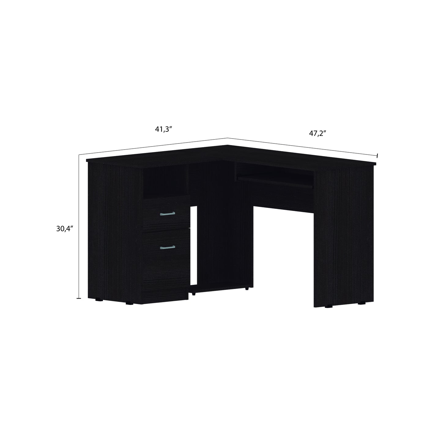 Glendale 2-Drawer 1-Shelf L-Shaped Computer Desk Black Wengue