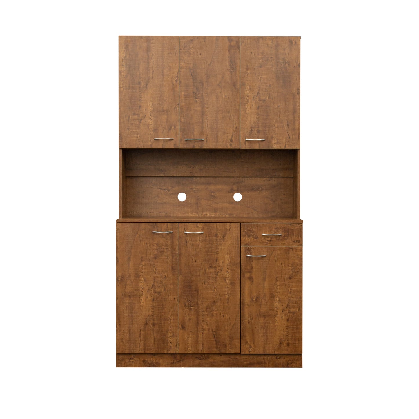 70.87" Tall Wardrobe& Kitchen Cabinet, with 6-Doors, 1-Open Shelves and 1-Drawer for bedroom,Walnut