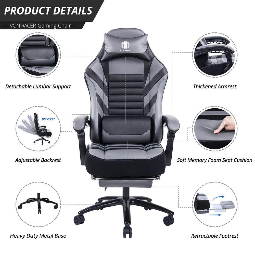 Vanbow.Seat Height Adjustable Swivel Racing Office Computer Ergonomic Video Game Chair